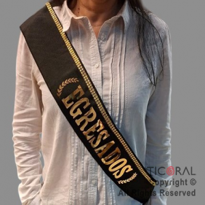 BANDA EGRESADOS METALIZADO ORO CON GUARDA x 5 UNIDADES